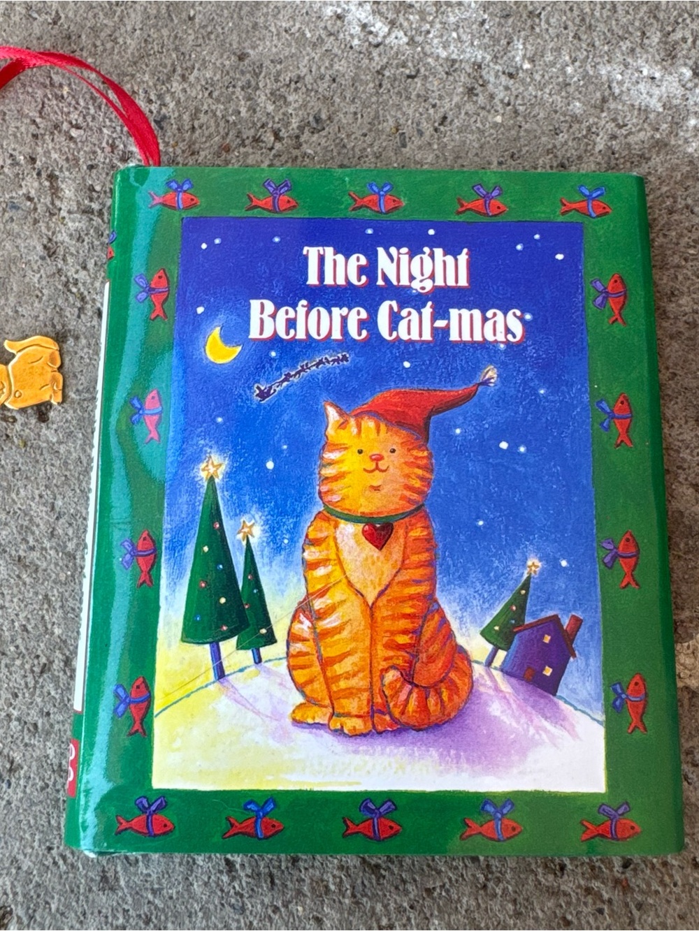 1998 The Night Before Cat-mas Vintage Tiny‎ Book w 24k Gold Charm